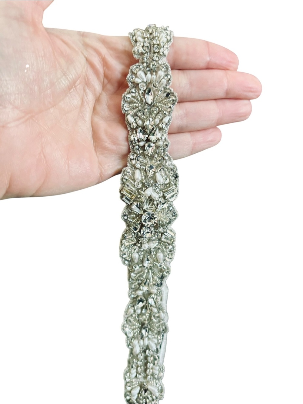 NWT Evan Picone Crystal Embellished Bridal Belt - Silver - Picture 2 of 15